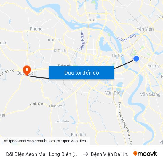 Đối Diện Aeon Mall Long Biên (Cột Điện T4a/2a-B Đường Cổ Linh) to Bệnh Viện Đa Khoa Huyện Quốc Oai map