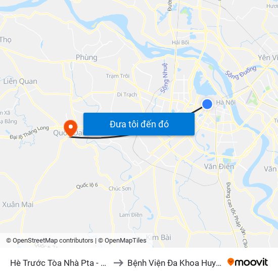 Hè Trước Tòa Nhà Pta - Số 1 Kim Mã to Bệnh Viện Đa Khoa Huyện Quốc Oai map