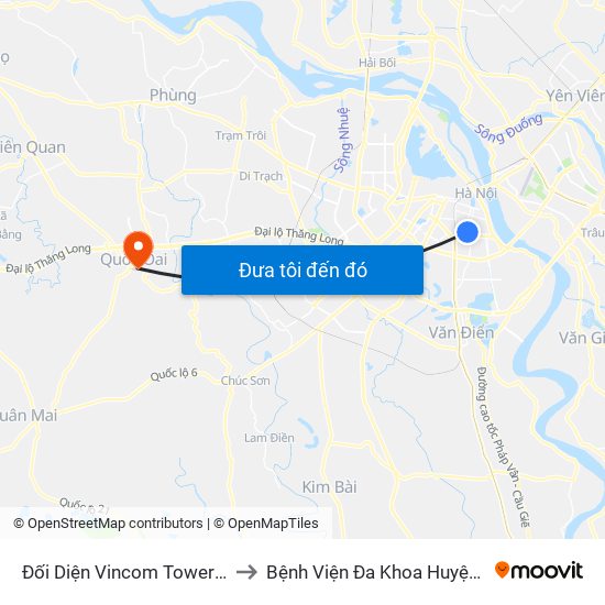 Đối Diện Vincom Tower - Bà Triệu to Bệnh Viện Đa Khoa Huyện Quốc Oai map