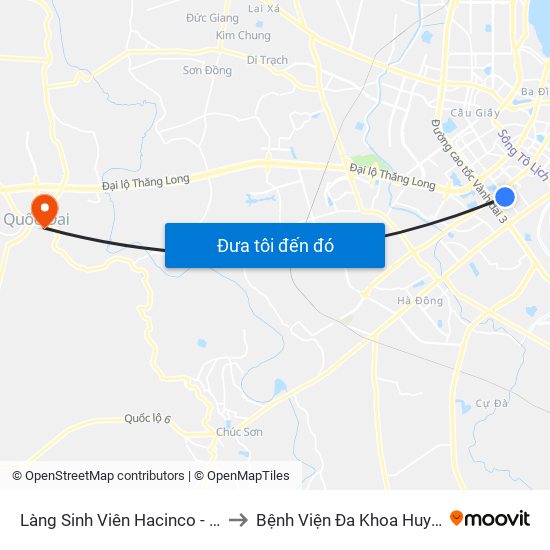 Làng Sinh Viên Hacinco - Nguyễn Tuân to Bệnh Viện Đa Khoa Huyện Quốc Oai map