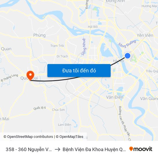 358 - 360 Nguyễn Văn Cừ to Bệnh Viện Đa Khoa Huyện Quốc Oai map