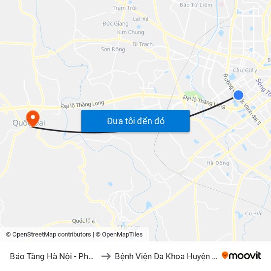 Bảo Tàng Hà Nội - Phạm Hùng to Bệnh Viện Đa Khoa Huyện Quốc Oai map