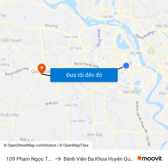 109 Phạm Ngọc Thạch to Bệnh Viện Đa Khoa Huyện Quốc Oai map