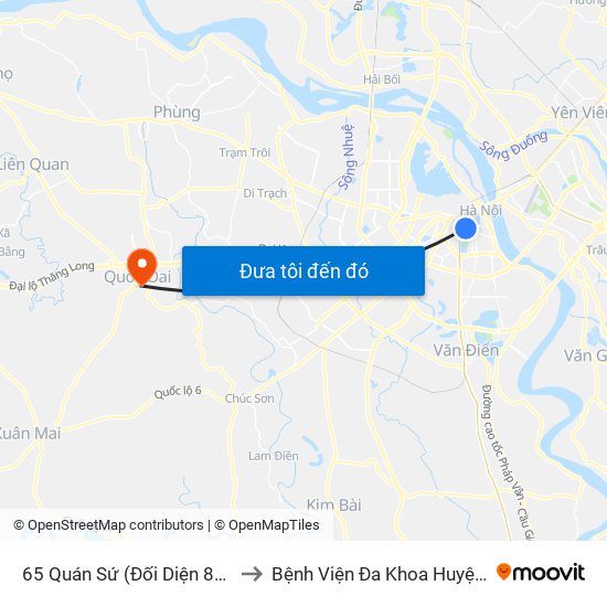 65 Quán Sứ (Đối Diện 80 Quán Sứ) to Bệnh Viện Đa Khoa Huyện Quốc Oai map