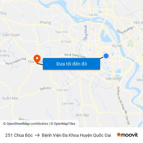 251 Chùa Bộc to Bệnh Viện Đa Khoa Huyện Quốc Oai map