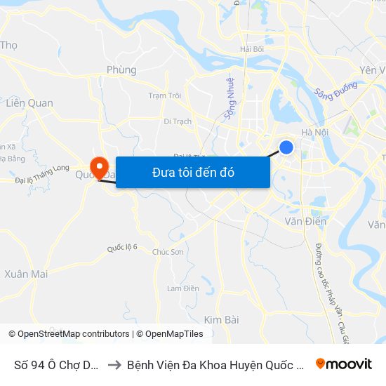 Số 94 Ô Chợ Dừa to Bệnh Viện Đa Khoa Huyện Quốc Oai map