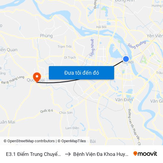 E3.1 Điểm Trung Chuyển Long Biên to Bệnh Viện Đa Khoa Huyện Quốc Oai map