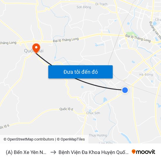 (A) Bến Xe Yên Nghĩa to Bệnh Viện Đa Khoa Huyện Quốc Oai map