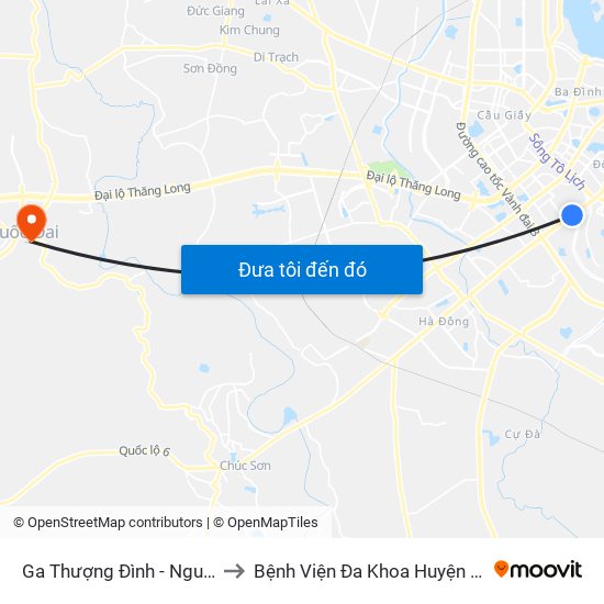 Ga Thượng Đình - Nguyễn Trãi to Bệnh Viện Đa Khoa Huyện Quốc Oai map
