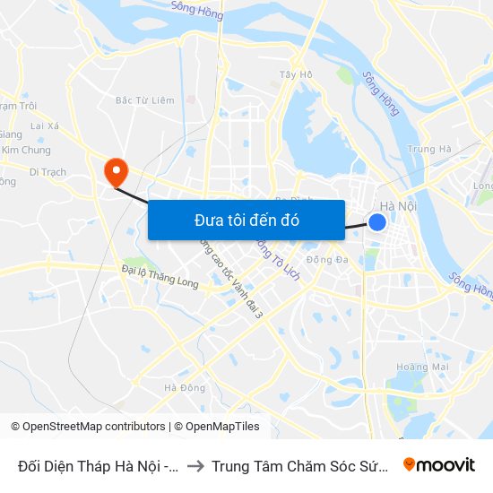 Đối Diện Tháp Hà Nội - Hai Bà Trưng (Cạnh 56 Hai Bà Trưng) to Trung Tâm Chăm Sóc Sức Khoẻ Người Cao Tuổi Hoa Sen Lotus Care map