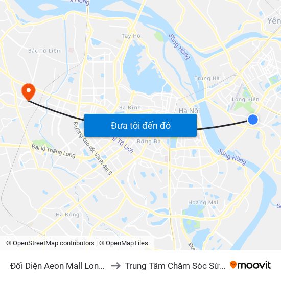Đối Diện Aeon Mall Long Biên (Cột Điện T4a/2a-B Đường Cổ Linh) to Trung Tâm Chăm Sóc Sức Khoẻ Người Cao Tuổi Hoa Sen Lotus Care map