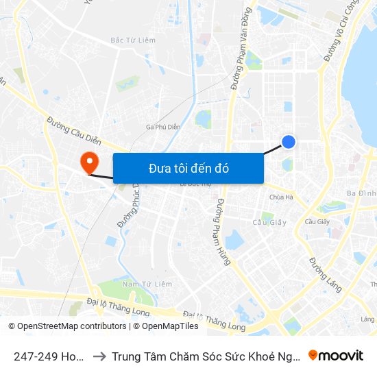 247-249 Hoàng Quốc Việt to Trung Tâm Chăm Sóc Sức Khoẻ Người Cao Tuổi Hoa Sen Lotus Care map