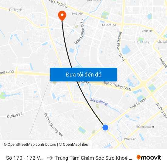 Số 170 - 172 Vạn Phúc - Hà Đông to Trung Tâm Chăm Sóc Sức Khoẻ Người Cao Tuổi Hoa Sen Lotus Care map