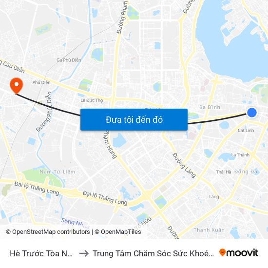 Hè Trước Tòa Nhà Pta - Số 1 Kim Mã to Trung Tâm Chăm Sóc Sức Khoẻ Người Cao Tuổi Hoa Sen Lotus Care map