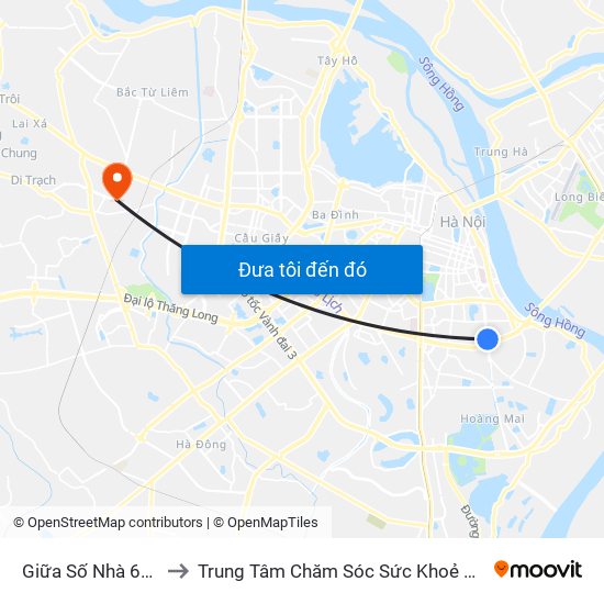 Giữa Số Nhà 613-615 Kim Ngưu to Trung Tâm Chăm Sóc Sức Khoẻ Người Cao Tuổi Hoa Sen Lotus Care map