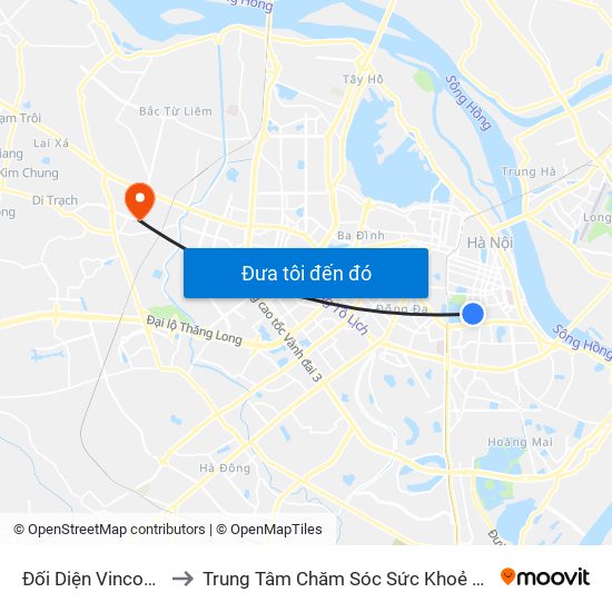 Đối Diện Vincom Tower - Bà Triệu to Trung Tâm Chăm Sóc Sức Khoẻ Người Cao Tuổi Hoa Sen Lotus Care map