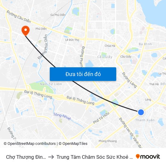 Chợ Thượng Đình - 224 Nguyễn Trãi to Trung Tâm Chăm Sóc Sức Khoẻ Người Cao Tuổi Hoa Sen Lotus Care map