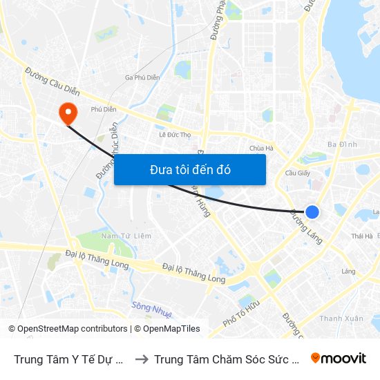 Trung Tâm Y Tế Dự Phòng Hn - 70 Nguyễn Chí Thanh to Trung Tâm Chăm Sóc Sức Khoẻ Người Cao Tuổi Hoa Sen Lotus Care map