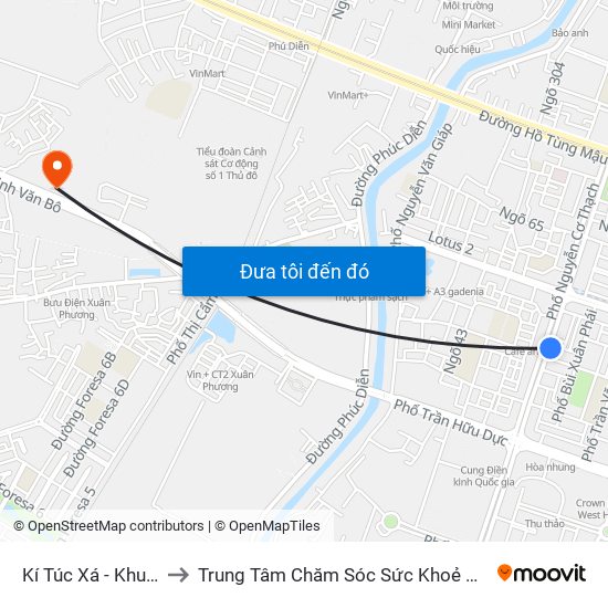 Kí Túc Xá - Khu Đô Thị Mỹ Đình II to Trung Tâm Chăm Sóc Sức Khoẻ Người Cao Tuổi Hoa Sen Lotus Care map