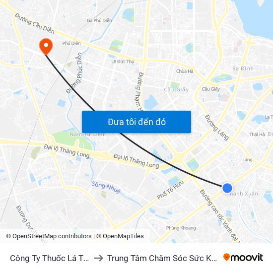 Công Ty Thuốc Lá Thăng Long - 235 Nguyễn Trãi to Trung Tâm Chăm Sóc Sức Khoẻ Người Cao Tuổi Hoa Sen Lotus Care map