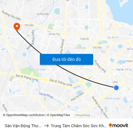 Sân Vận Động Thượng Đình - 129 Nguyễn Trãi to Trung Tâm Chăm Sóc Sức Khoẻ Người Cao Tuổi Hoa Sen Lotus Care map