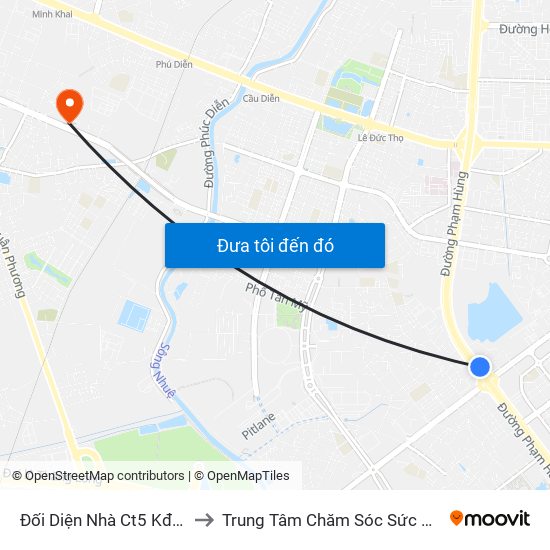 Đối Diện Nhà Ct5 Kđt Sông Đà Mỹ Đình - Phạm Hùng to Trung Tâm Chăm Sóc Sức Khoẻ Người Cao Tuổi Hoa Sen Lotus Care map