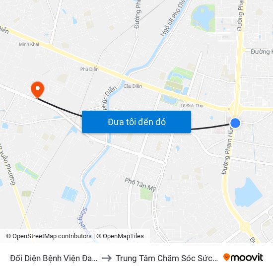 Nhà Máy Nước Mai Dịch - Phạm Hùng to Trung Tâm Chăm Sóc Sức Khoẻ Người Cao Tuổi Hoa Sen Lotus Care map