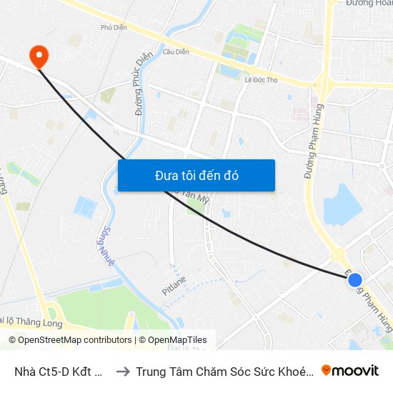 Nhà Ct5-D Kđt Mỹ Đình - Phạm Hùng to Trung Tâm Chăm Sóc Sức Khoẻ Người Cao Tuổi Hoa Sen Lotus Care map