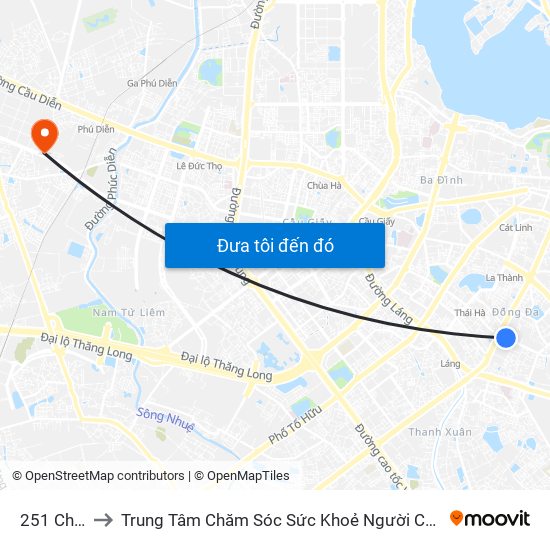 251 Chùa Bộc to Trung Tâm Chăm Sóc Sức Khoẻ Người Cao Tuổi Hoa Sen Lotus Care map