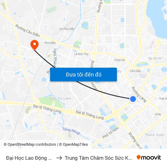Đại Học Lao Động & Xã Hội - 43 Trần Duy Hưng to Trung Tâm Chăm Sóc Sức Khoẻ Người Cao Tuổi Hoa Sen Lotus Care map