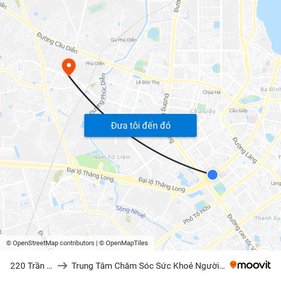 220 Trần Duy Hưng to Trung Tâm Chăm Sóc Sức Khoẻ Người Cao Tuổi Hoa Sen Lotus Care map