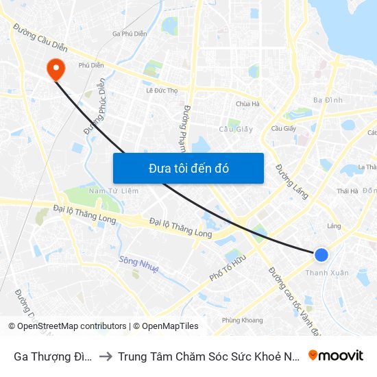 Ga Thượng Đình - Nguyễn Trãi to Trung Tâm Chăm Sóc Sức Khoẻ Người Cao Tuổi Hoa Sen Lotus Care map
