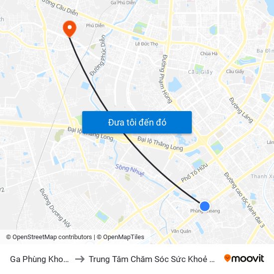 Ga Phùng Khoang - 81 Trần Phú to Trung Tâm Chăm Sóc Sức Khoẻ Người Cao Tuổi Hoa Sen Lotus Care map