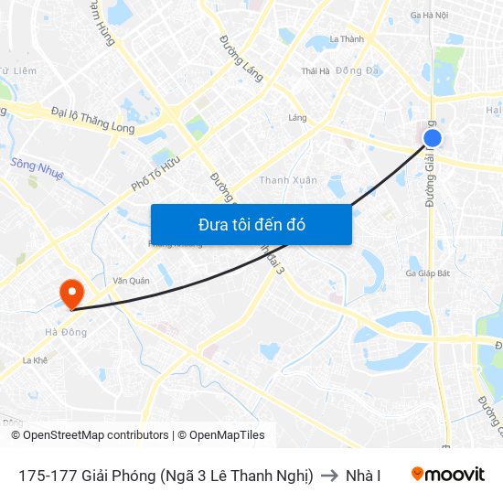 175-177 Giải Phóng (Ngã 3 Lê Thanh Nghị) to Nhà I map