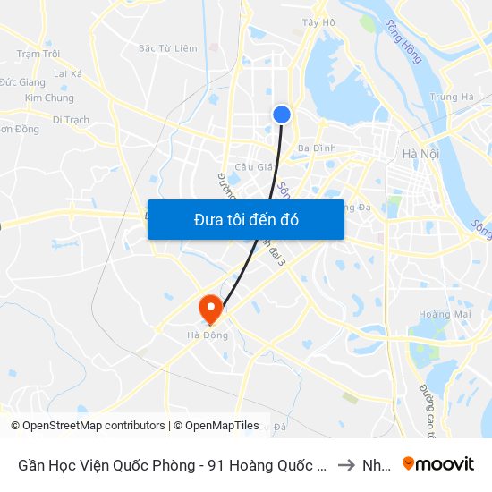 Gần Học Viện Quốc Phòng - 91 Hoàng Quốc Việt to Nhà I map