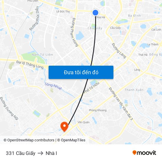 331 Cầu Giấy to Nhà I map