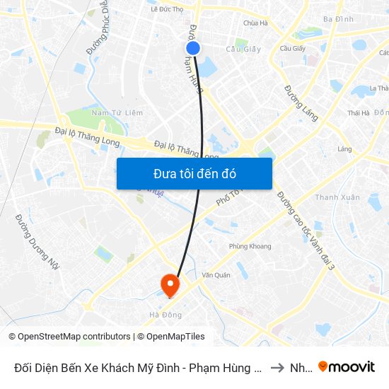 Đối Diện Bến Xe Khách Mỹ Đình - Phạm Hùng (Cột Trước) to Nhà I map