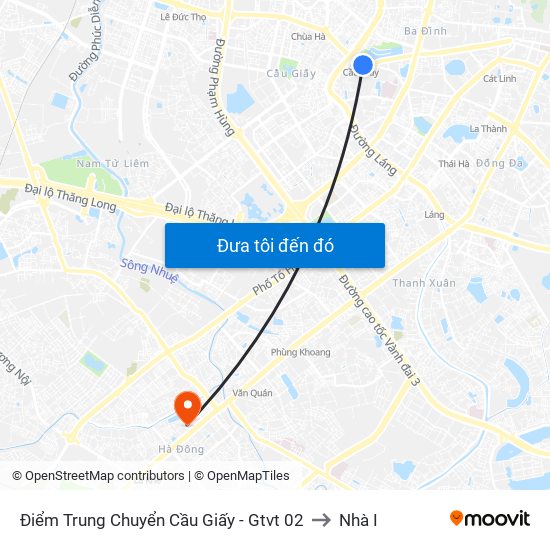 Điểm Trung Chuyển Cầu Giấy - Gtvt 02 to Nhà I map