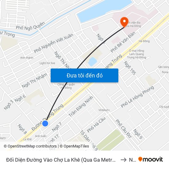 Đối Diện Đường Vào Chợ La Khê (Qua Ga Metro La Khê) - 405 Quang Trung (Hà Đông) to Nhà I map