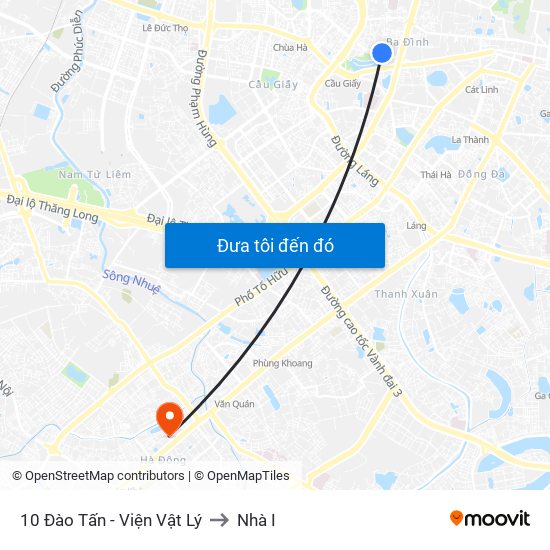 10 Đào Tấn - Viện Vật Lý to Nhà I map