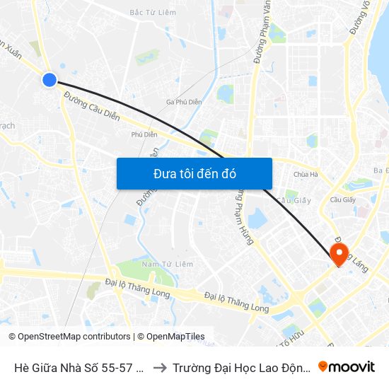 Hè Giữa Nhà Số 55-57 Phố Nhổn to Trường Đại Học Lao Động - Xã Hội map