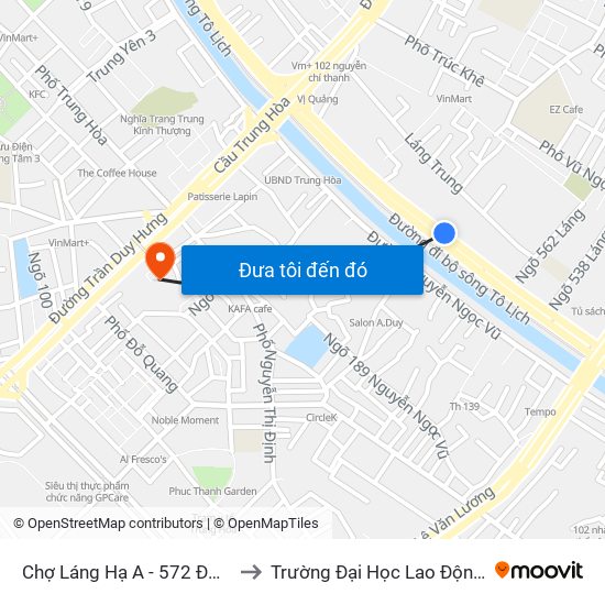 Chợ Láng Hạ A - 572 Đường Láng to Trường Đại Học Lao Động - Xã Hội map