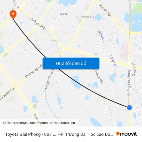 Toyota Giải Phóng - 807 Giải Phóng to Trường Đại Học Lao Động - Xã Hội map