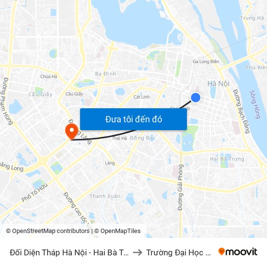 Đối Diện Tháp Hà Nội - Hai Bà Trưng (Cạnh 56 Hai Bà Trưng) to Trường Đại Học Lao Động - Xã Hội map