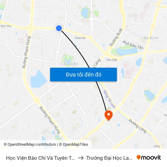 Học Viện Báo Chí Và Tuyên Truyền - 36 Xuân Thủy to Trường Đại Học Lao Động - Xã Hội map