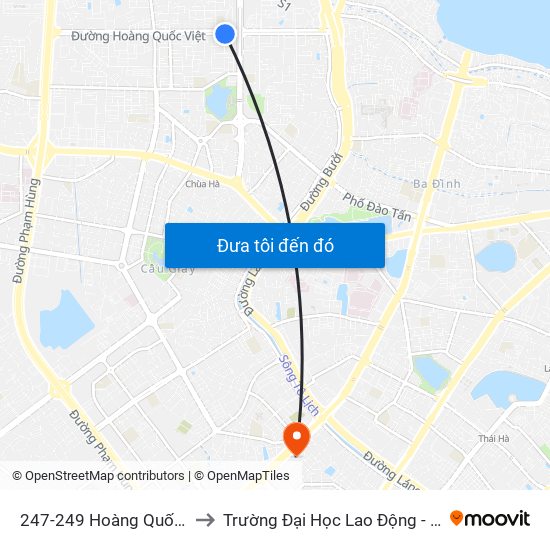 247-249 Hoàng Quốc Việt to Trường Đại Học Lao Động - Xã Hội map