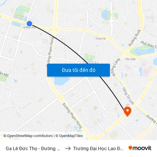 Ga Lê Đức Thọ - Đường Hồ Tùng Mậu to Trường Đại Học Lao Động - Xã Hội map