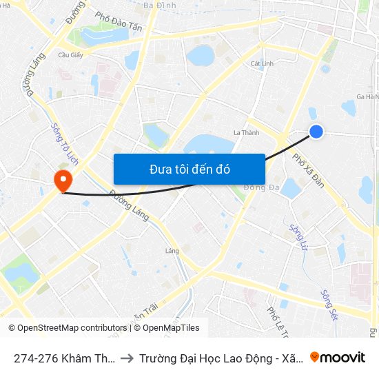 274-276 Khâm Thiên to Trường Đại Học Lao Động - Xã Hội map