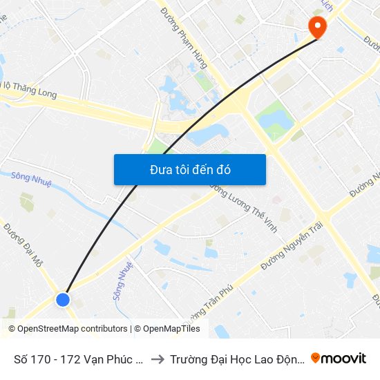 Số 170 - 172 Vạn Phúc - Hà Đông to Trường Đại Học Lao Động - Xã Hội map