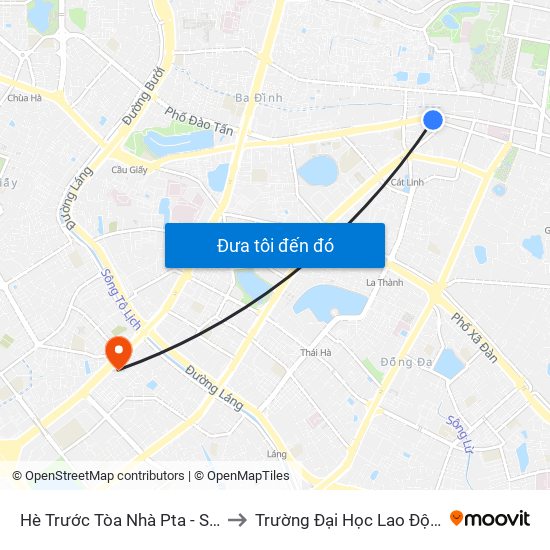 Hè Trước Tòa Nhà Pta - Số 1 Kim Mã to Trường Đại Học Lao Động - Xã Hội map